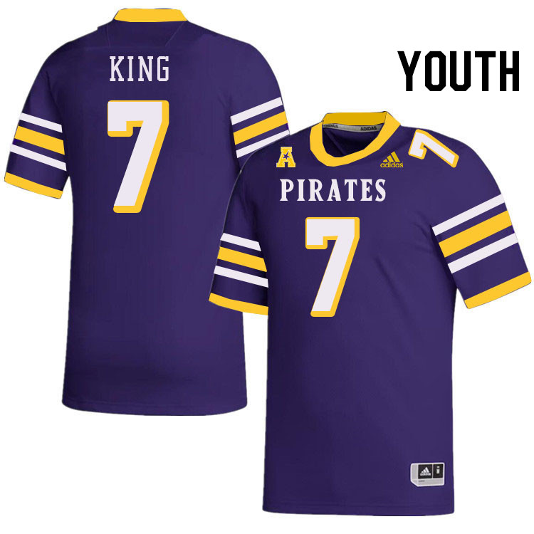 Youth #7 Kerry King ECU Pirates College Football Jerseys Stitched-Throwback